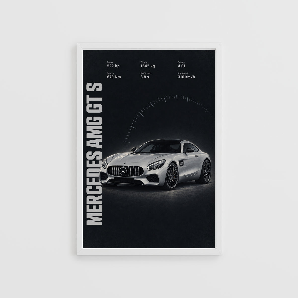 Vintage Mercedes AMG GT S Print, Car Wall Art