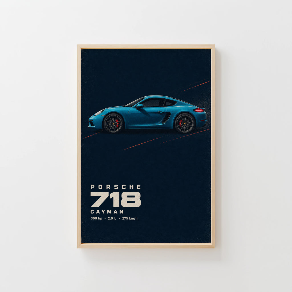 Vintage Porsche 718 Cayman Print, Car Wall Art