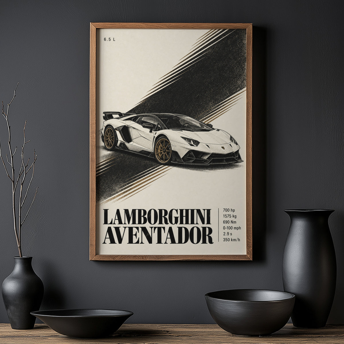Vintage Lamborghini Aventador Print, Supercar Poster