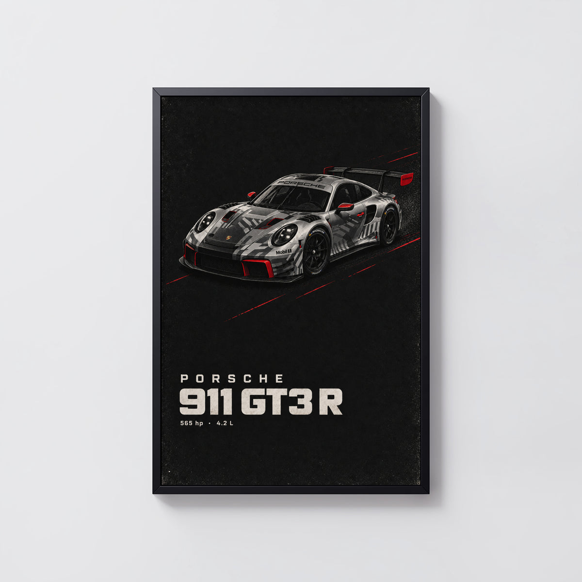 Vintage Porsche 911 GT3 R Print, Race Car Wall Art