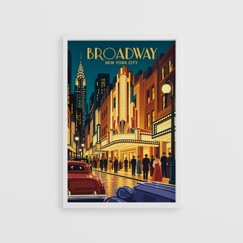 Vintage Broadway New York Poster, Art Deco Wall Art, Print