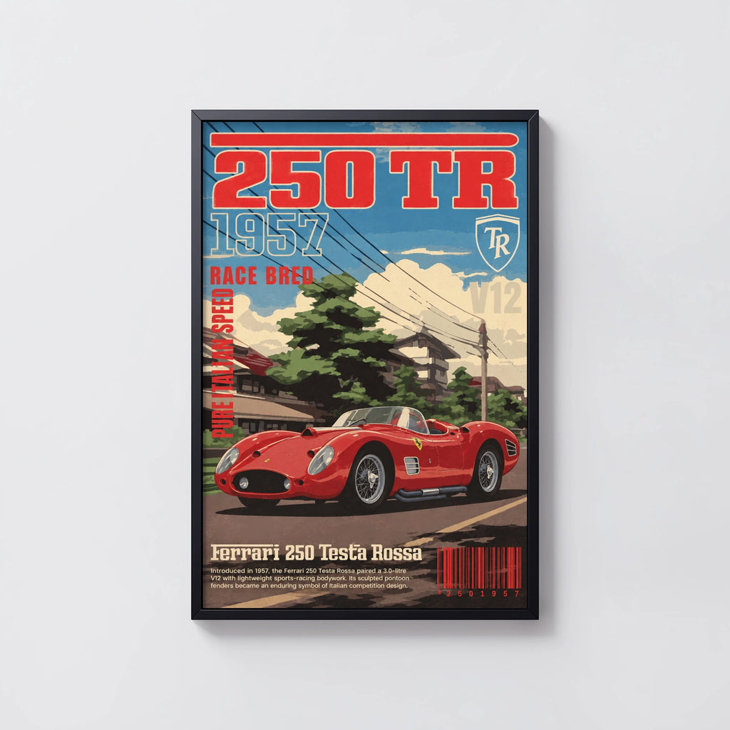 Vintage 1957 Ferrari 250 Testa Rossa Print, Car Poster