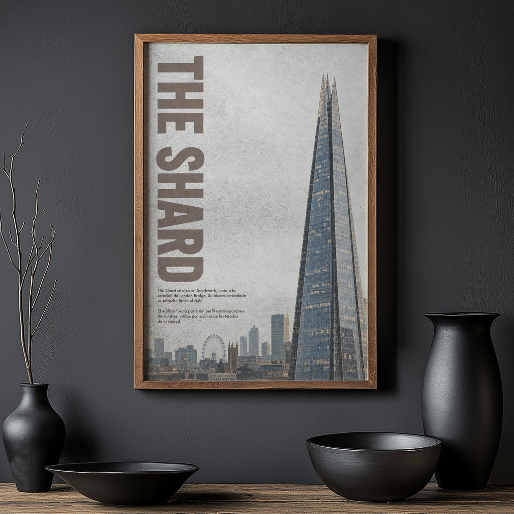 Vintage London Shard Poster, Skyline Wall Art, Print