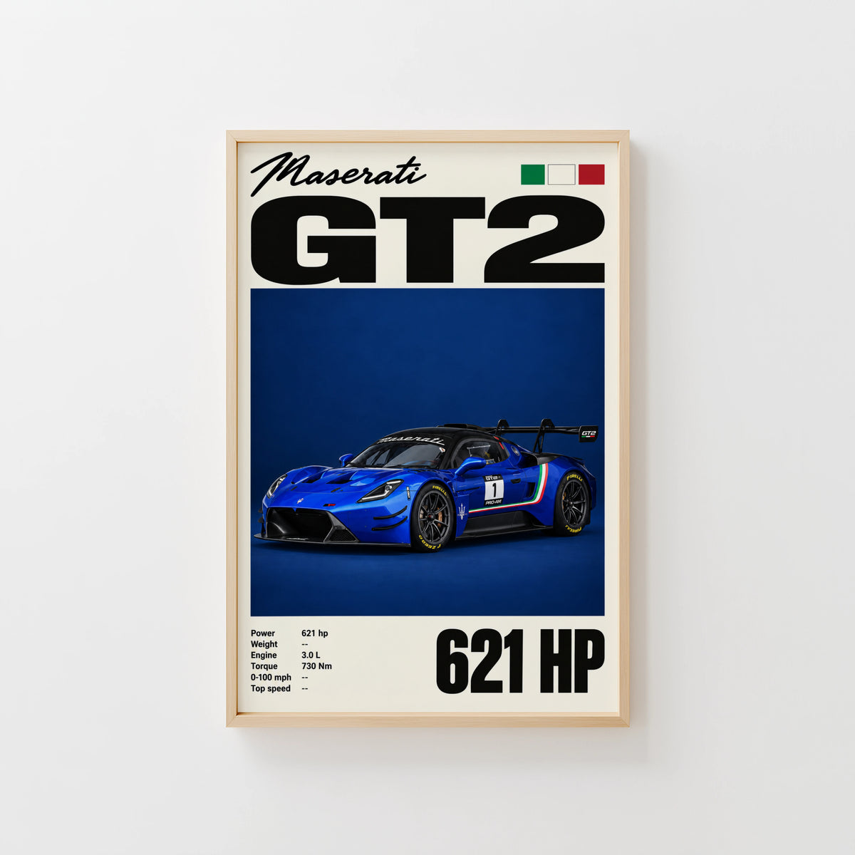 Vintage Maserati GT2 Print, Race Car Wall Art