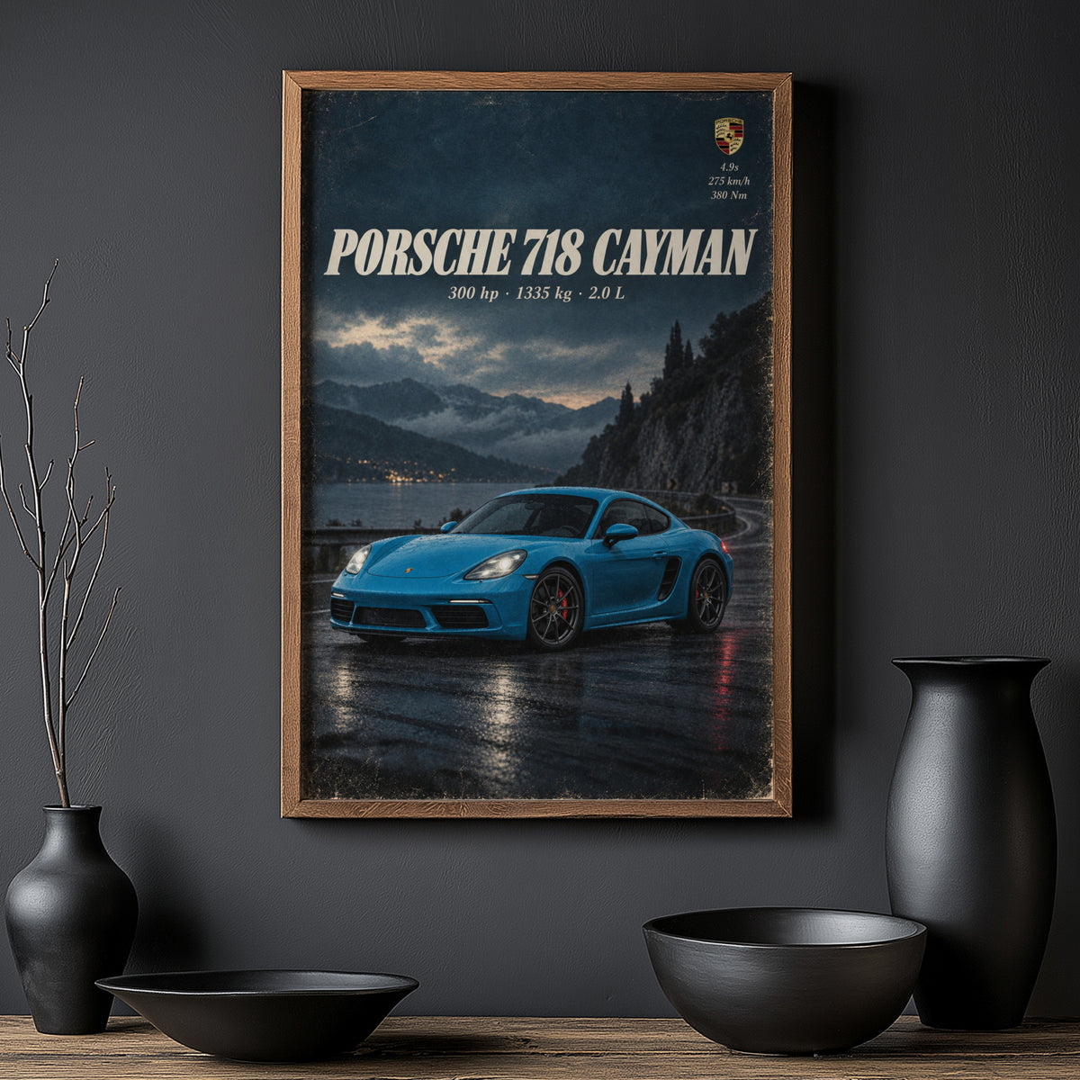 Vintage Porsche 718 Cayman Print, Sports Car