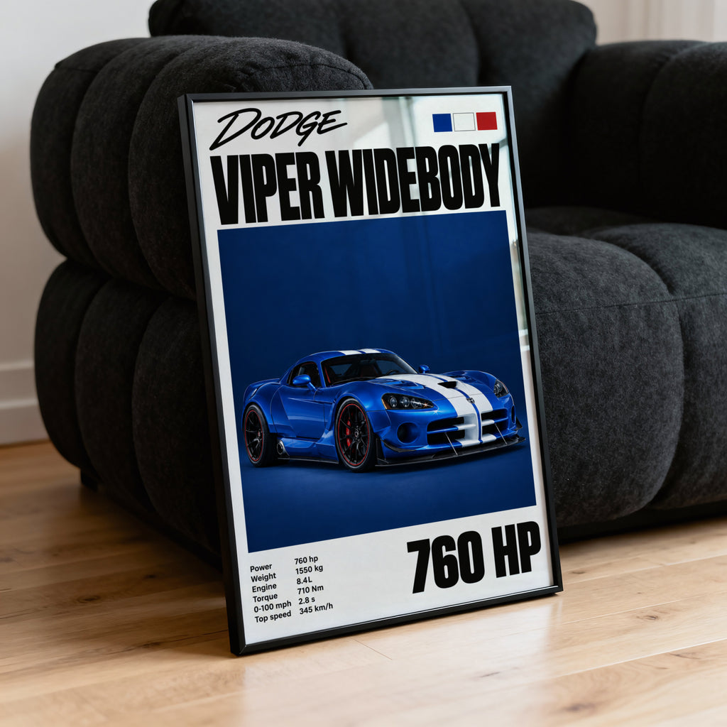 Vintage Dodge Viper Print, Car Wall Art