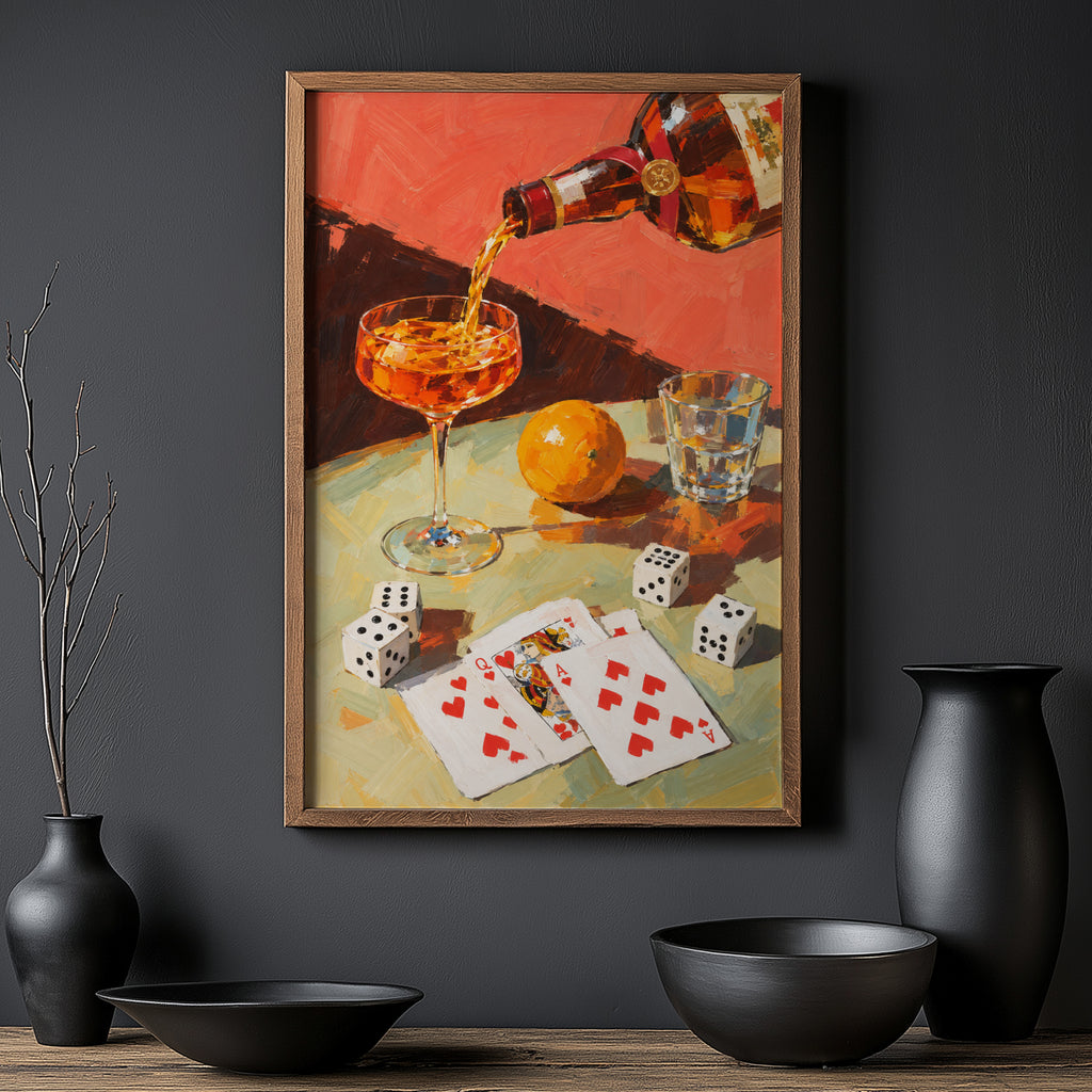 Vintage Cocktail Print Poster, Orange Liqueur Wall Art