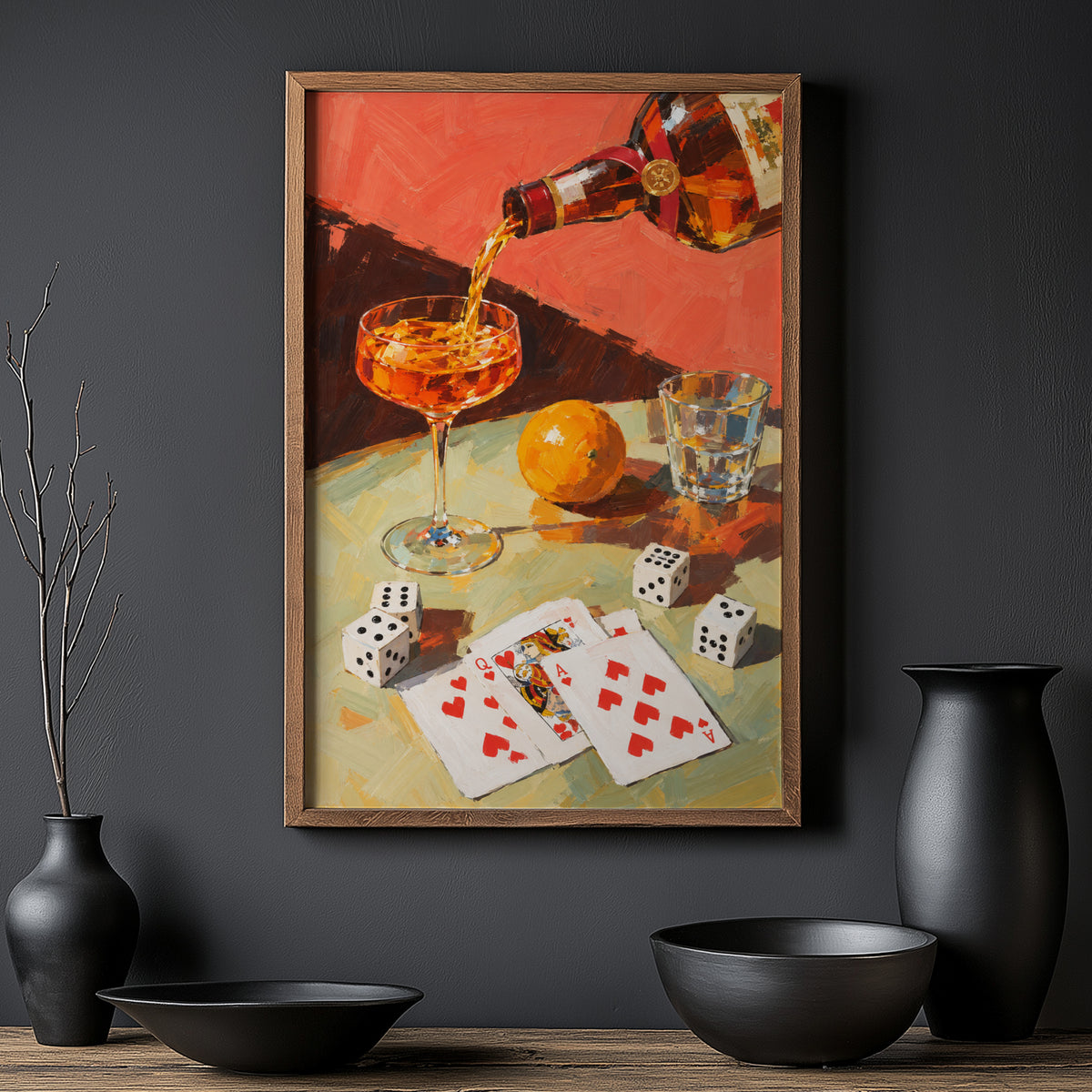Vintage Cocktail Print Poster, Orange Liqueur Wall Art