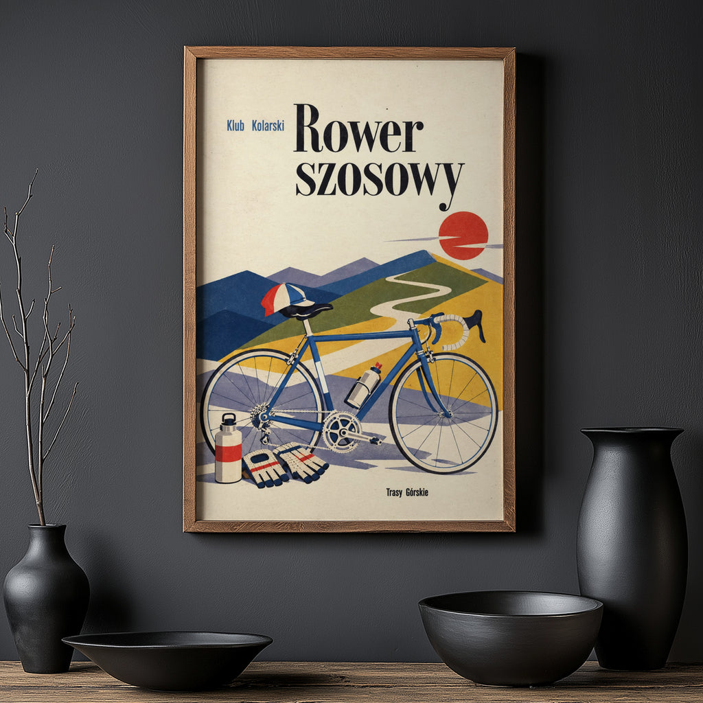 Vintage Road Bike Poster, Retro Cycling Wall Art Print