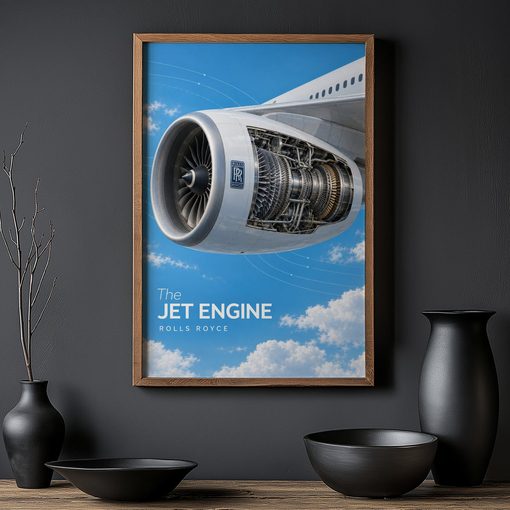 Vintage Jet Engine Poster, Aviation Wall Art Print
