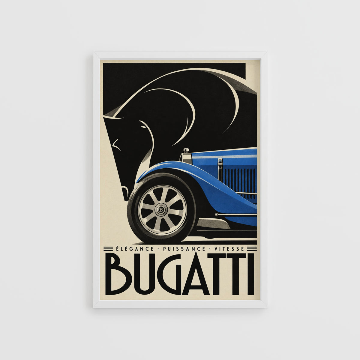 Vintage Bugatti Poster, Art Deco Wall Art, Car Print