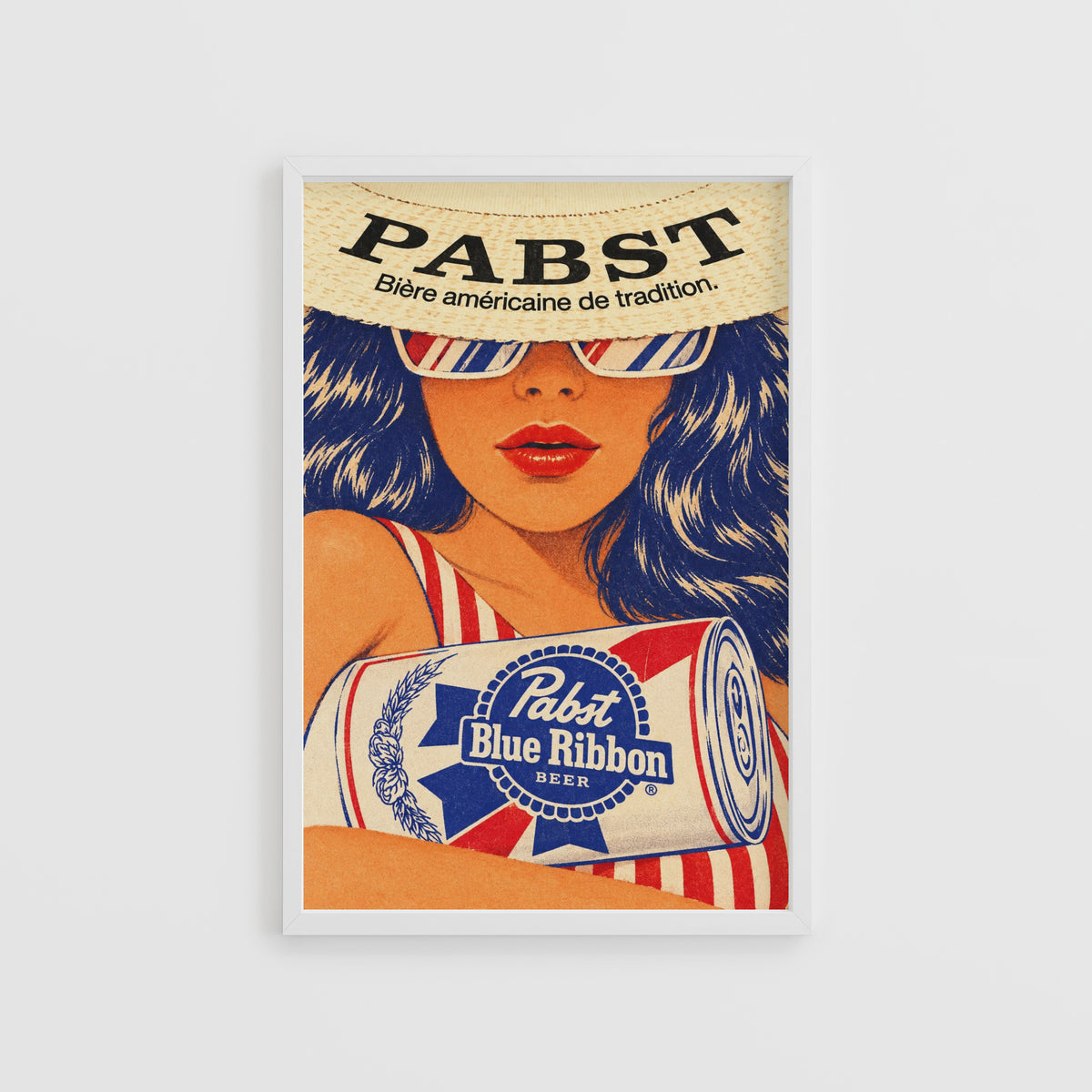 Vintage Pabst Blue Ribbon Beer Print, Retro Poster