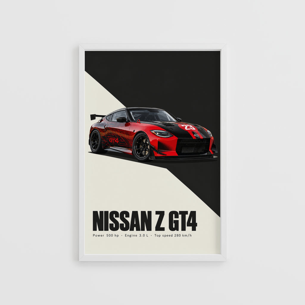 Vintage Nissan Z GT4 Print, Racing Car Wall Art