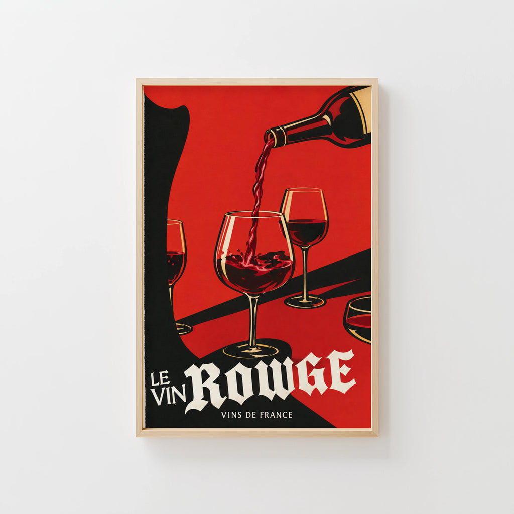 Vintage Red Wine Print Poster, French Wall Art
