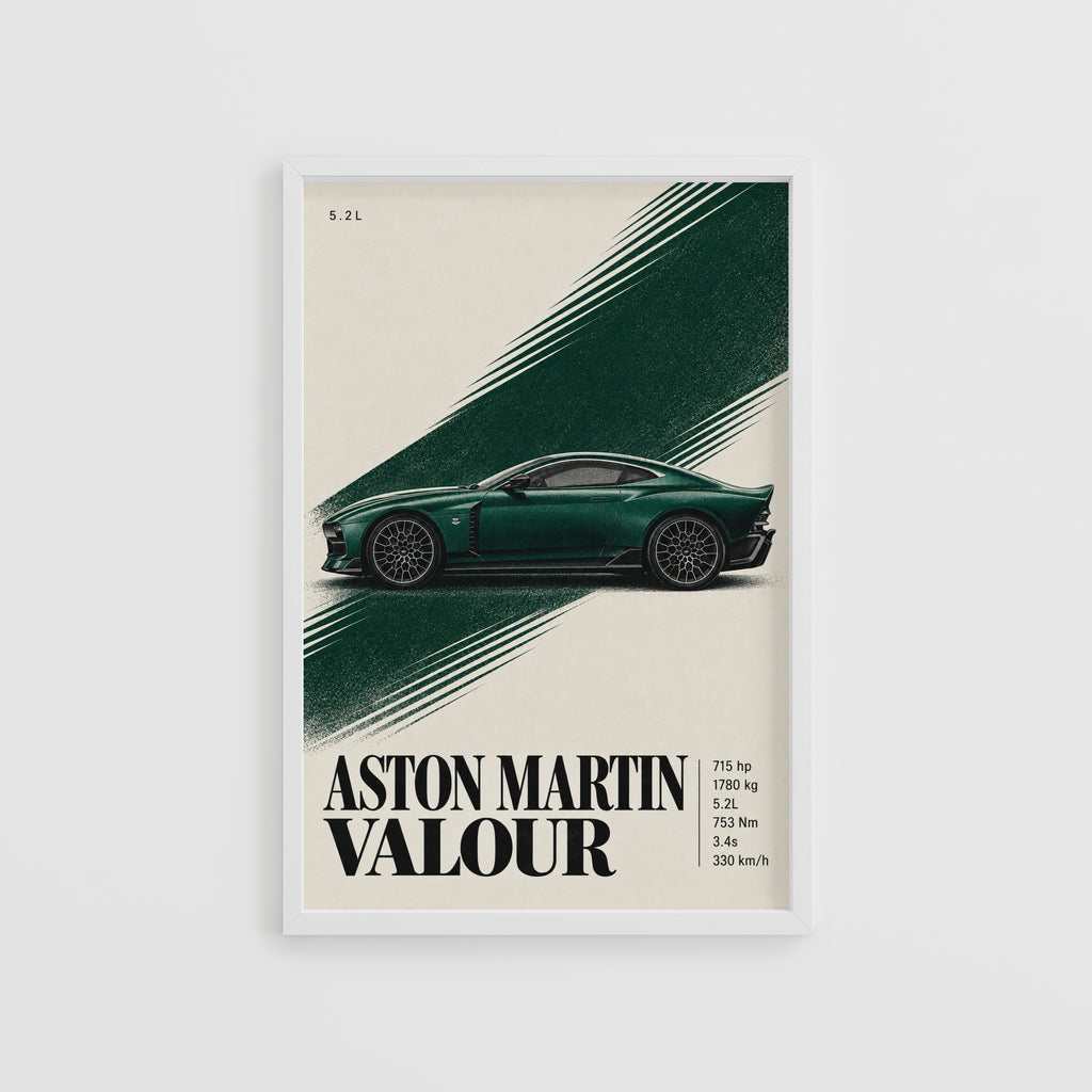 Vintage Aston Martin Valour Print, Green Car Art