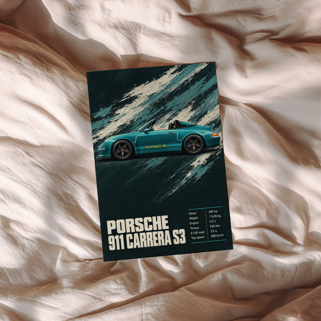 Vintage Print, Porsche 911 Carrera S3 Wall Art