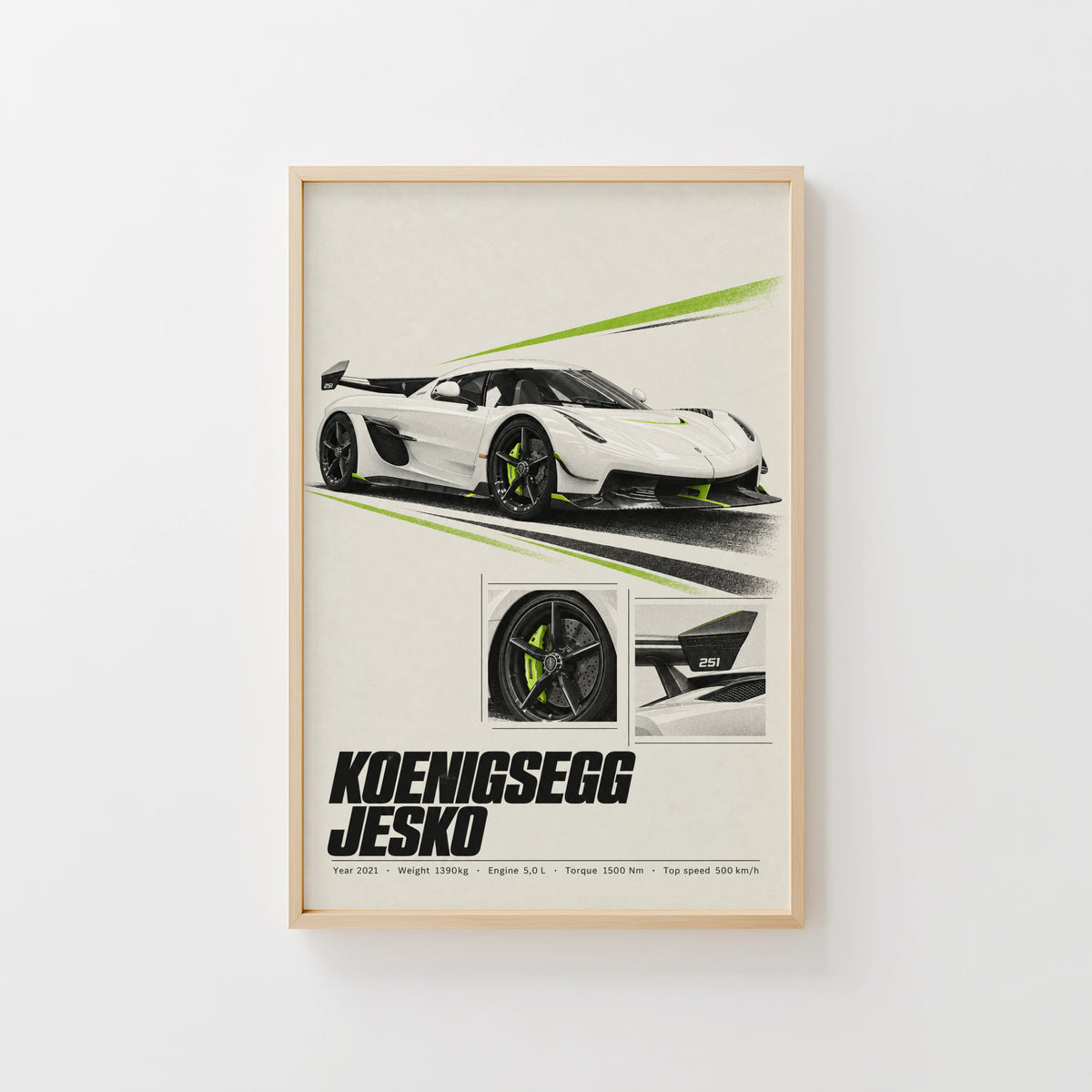 Vintage Koenigsegg Jesko Print, Hypercar Wall Art