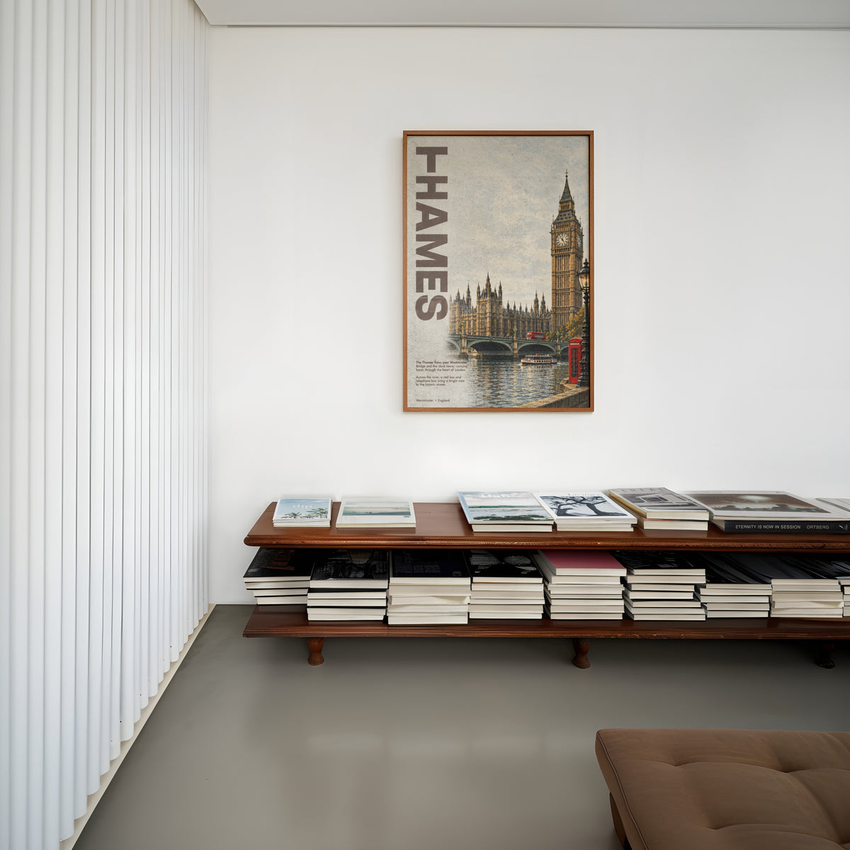 Vintage London Thames Poster, Big Ben Wall Art Print
