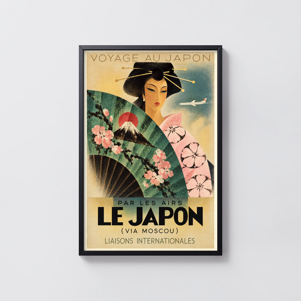 Vintage Japan Travel Poster, Art Deco Wall Art, Print