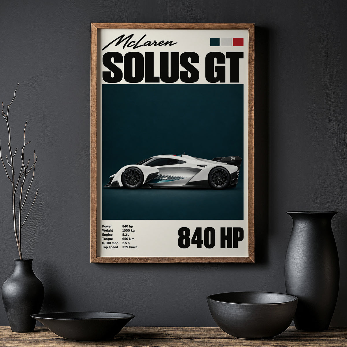 Vintage McLaren Solus GT Print, Supercar Wall Art