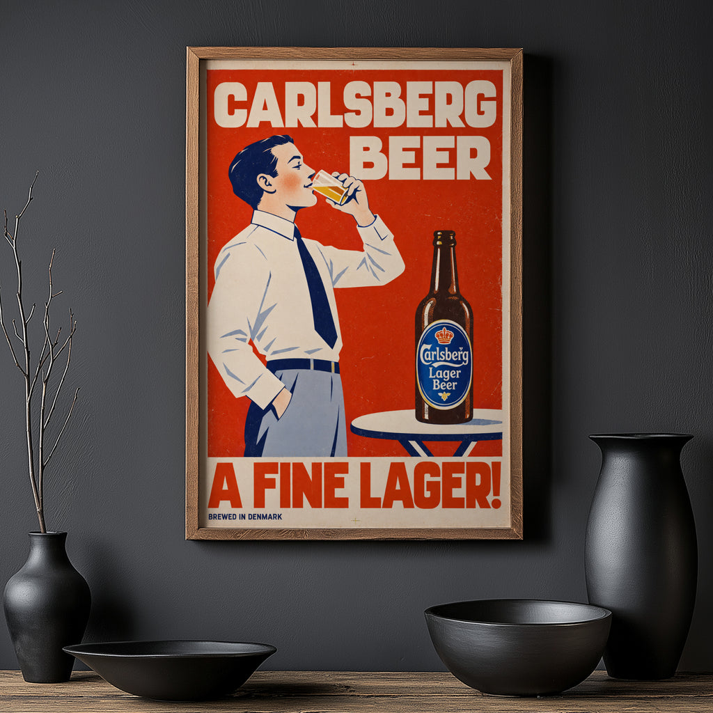 Vintage Carlsberg Beer Print Poster, Lager Wall Art