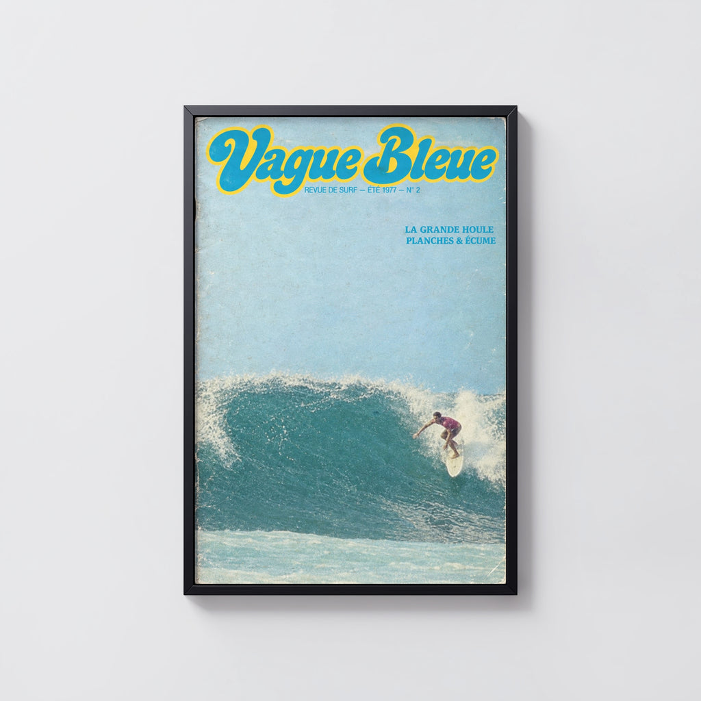 Vintage Vague Bleue Surf Print, 1977 Surfing Poster