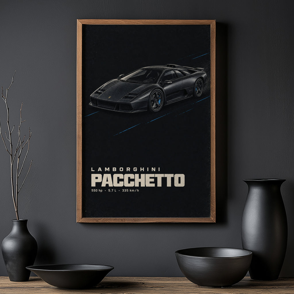 Vintage Lamborghini Pacchetto Print, Car Wall Art
