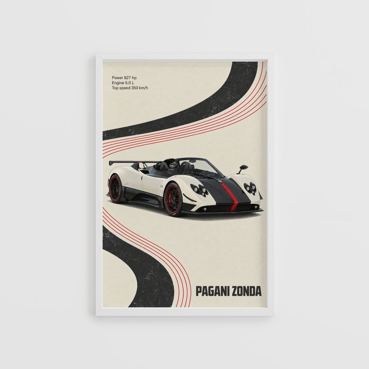 Vintage Pagani Zonda Print, Supercar Wall Art