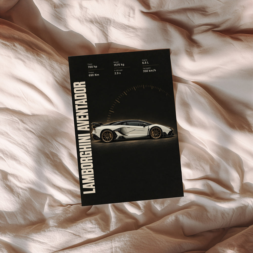 Vintage Lamborghini Aventador Print, Car Poster Wall Art