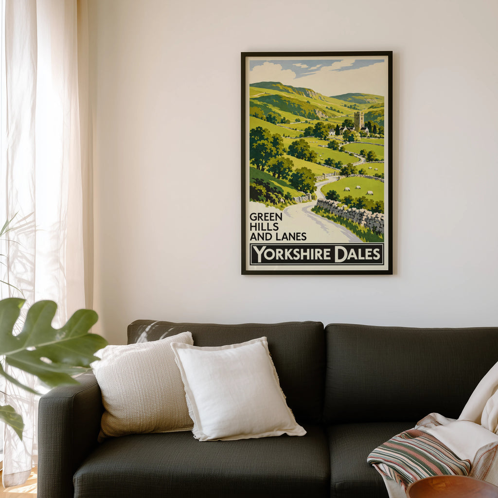 Vintage Yorkshire Dales Poster, Countryside Wall Art Print