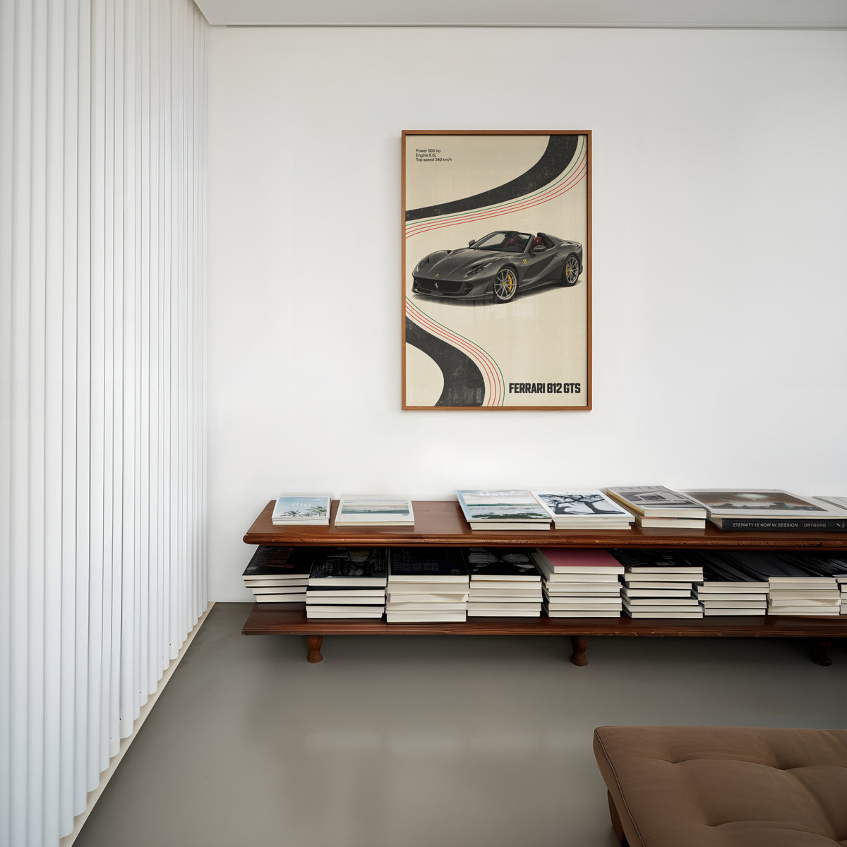 Vintage Ferrari 812 GTS Print, Supercar Wall Art