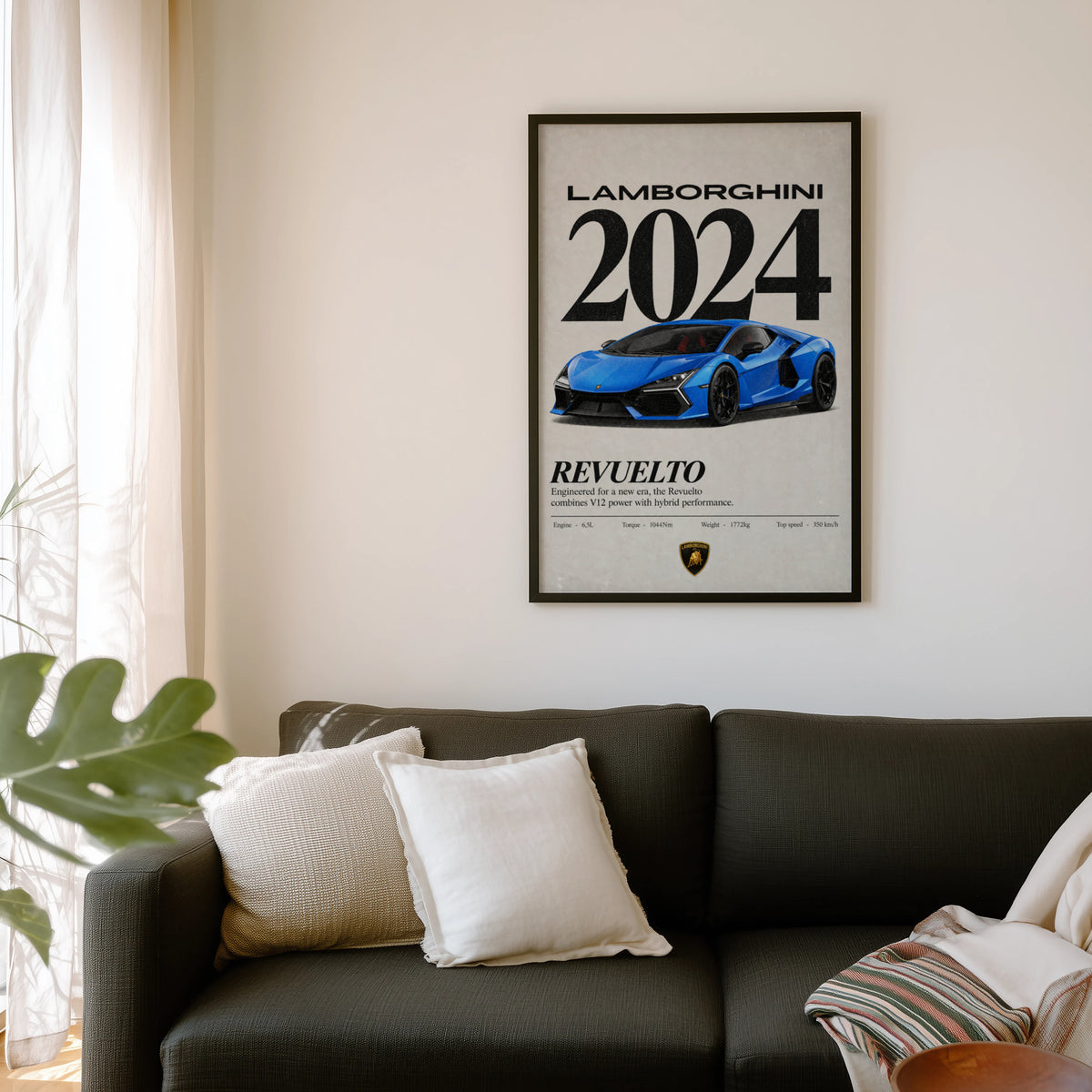 Vintage Lamborghini Revuelto Print, Car Wall Art