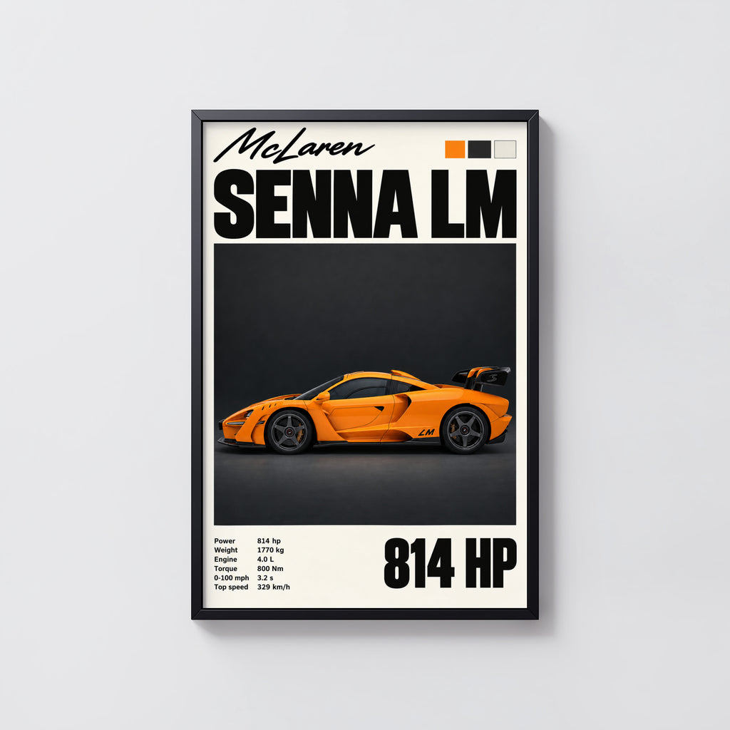 Vintage McLaren Senna LM Print, Supercar Wall Art