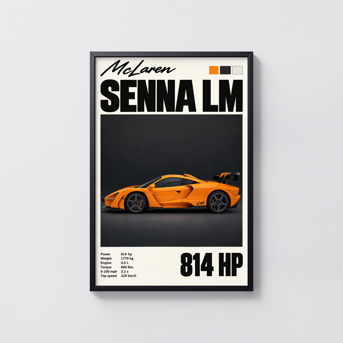 Vintage McLaren Senna LM Print, Supercar Wall Art