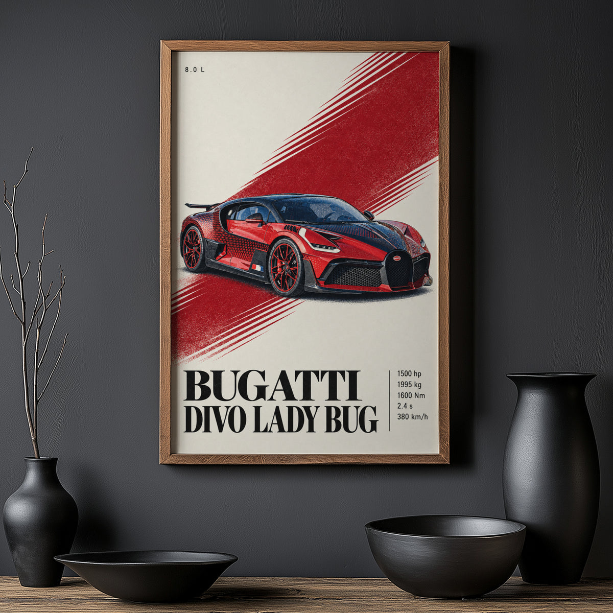 Vintage Bugatti Divo Print, Supercar Wall Art
