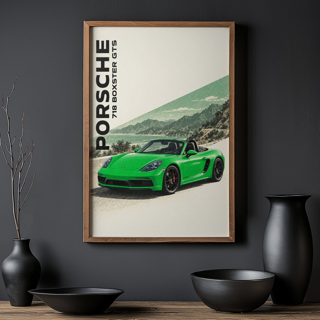Vintage Porsche 718 Boxster GTS Print, Car Wall Art