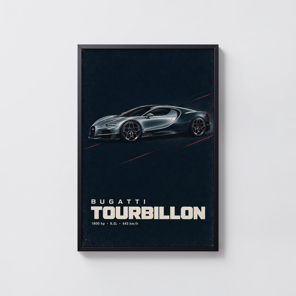 Vintage Bugatti Tourbillon Print, Hypercar Wall Art