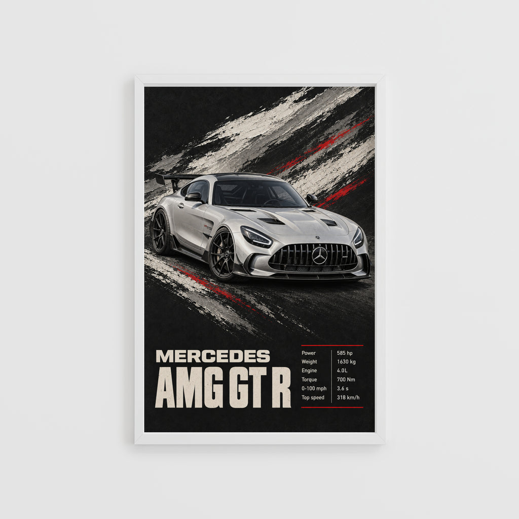 Vintage Mercedes AMG GT R Print, Car Wall Art