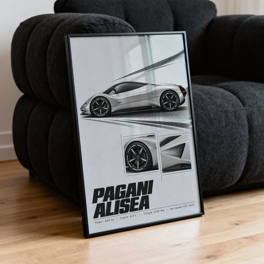 Vintage Pagani Alisea Print, Car Poster, Supercar Art