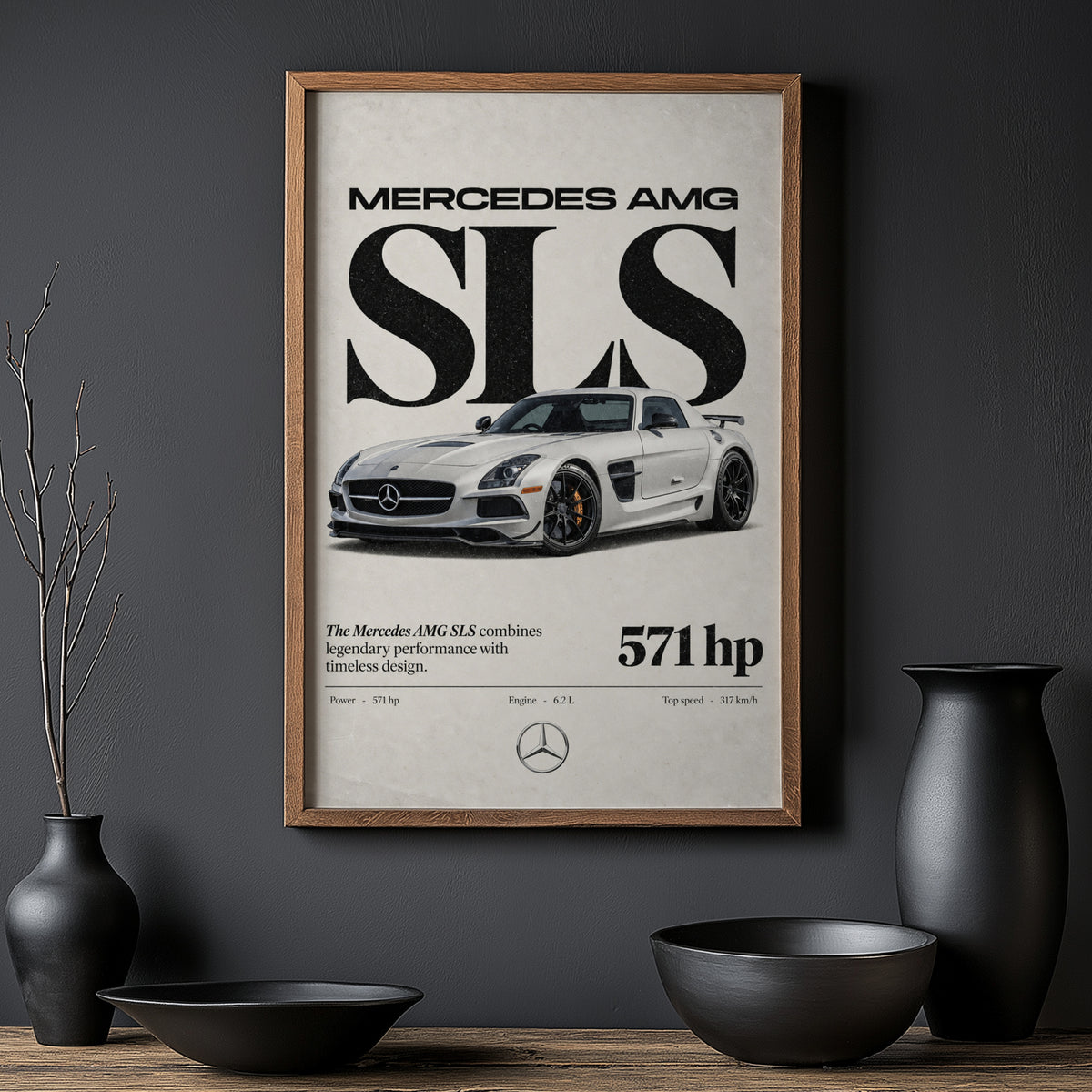 Vintage Mercedes AMG SLS Print, Car Poster, Wall Art