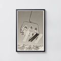 Vintage Ski Lift Girls Print, Winter Mountain Poster