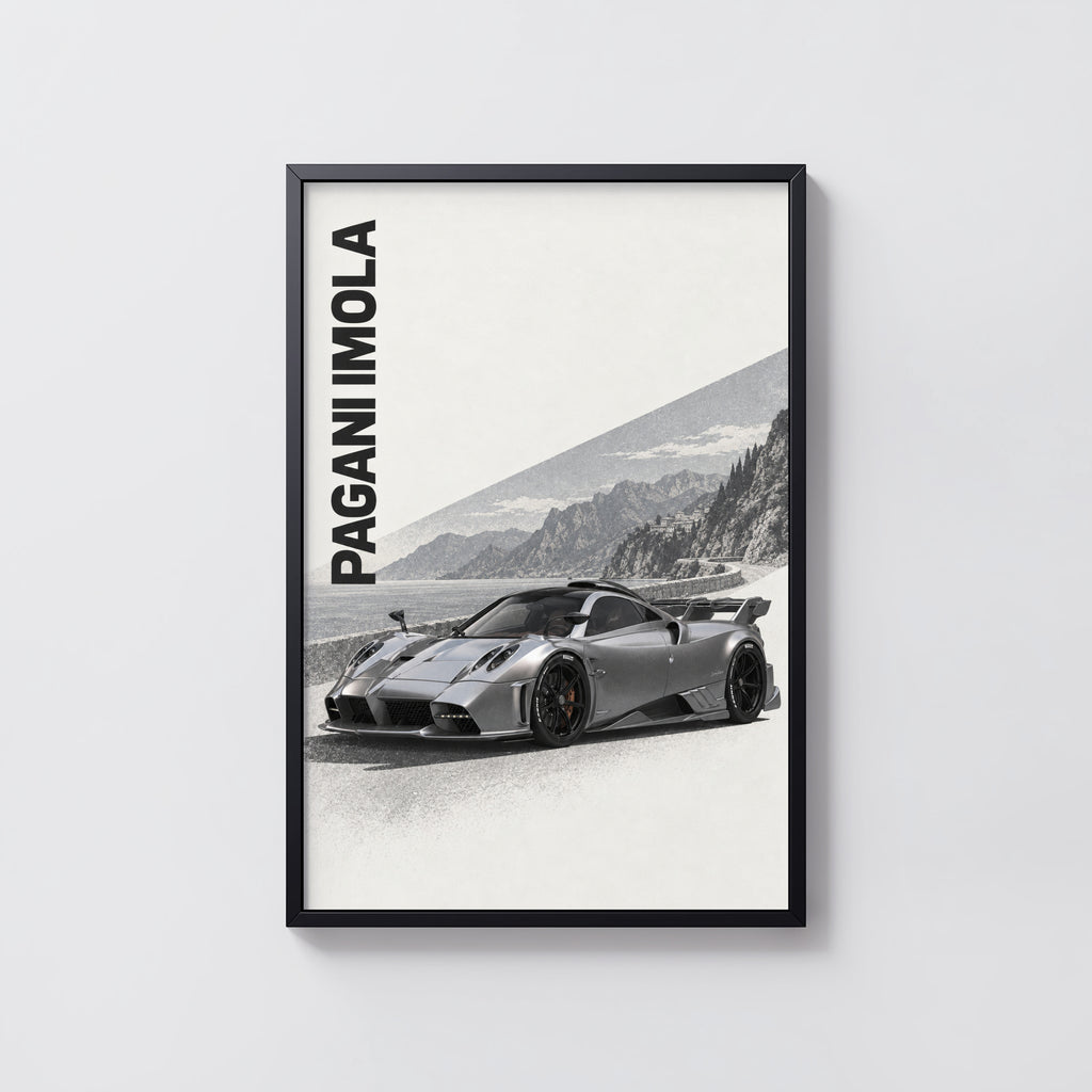 Vintage Pagani Imola Print, Supercar Wall Art