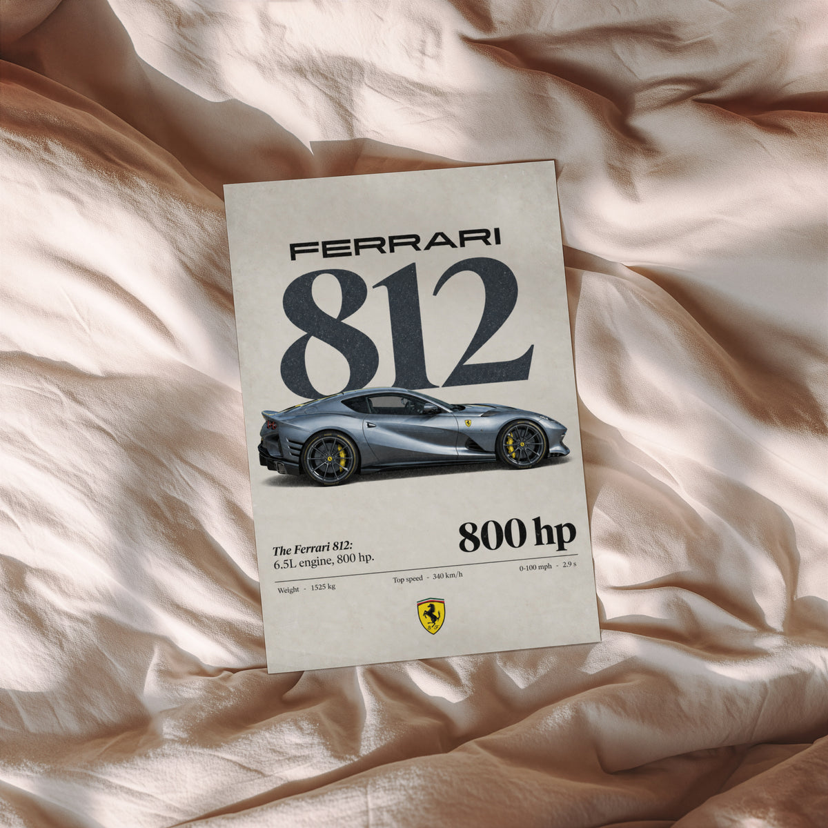 Vintage Ferrari 812 Print, Supercar Wall Art