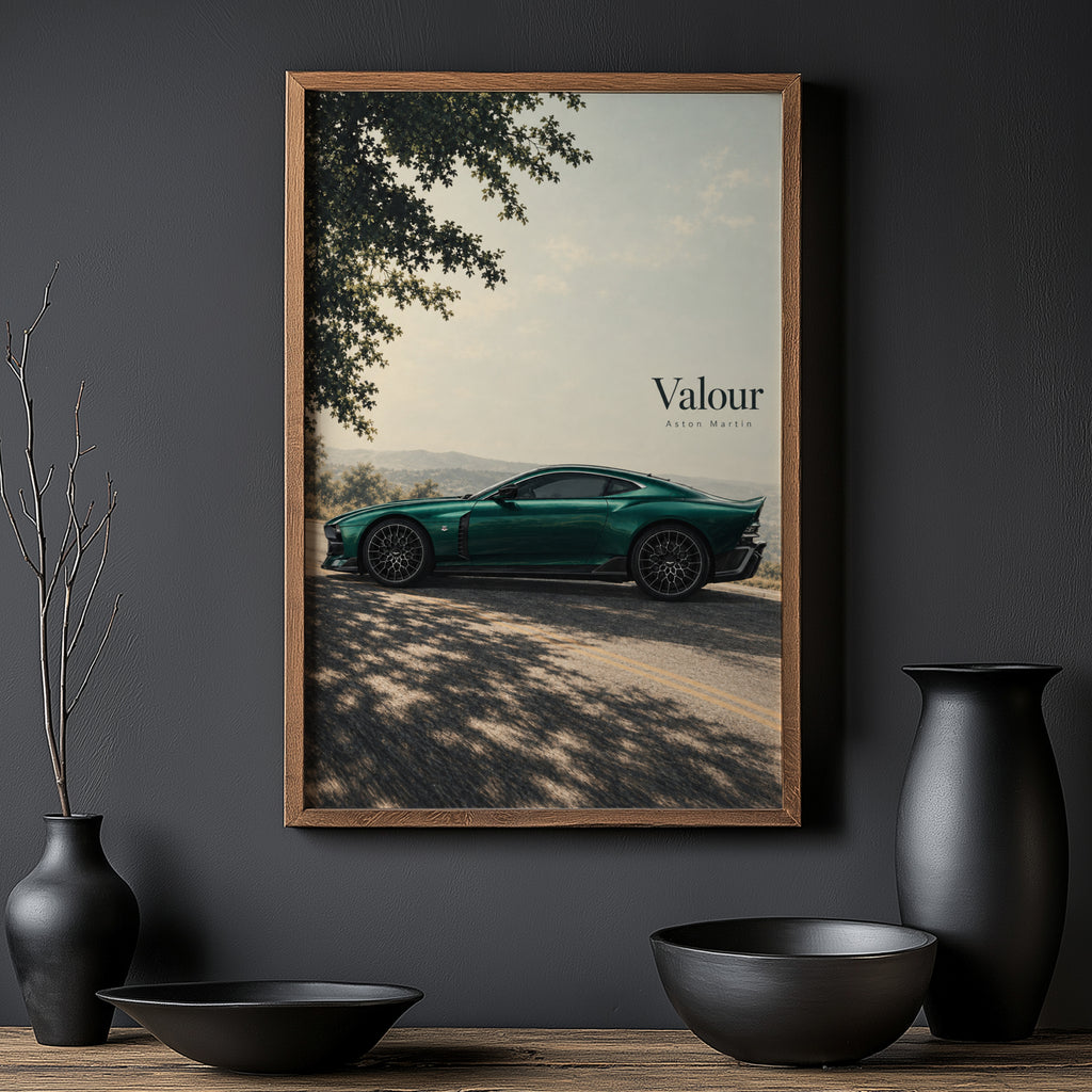 Vintage Aston Martin Valour Print, Green Car Art