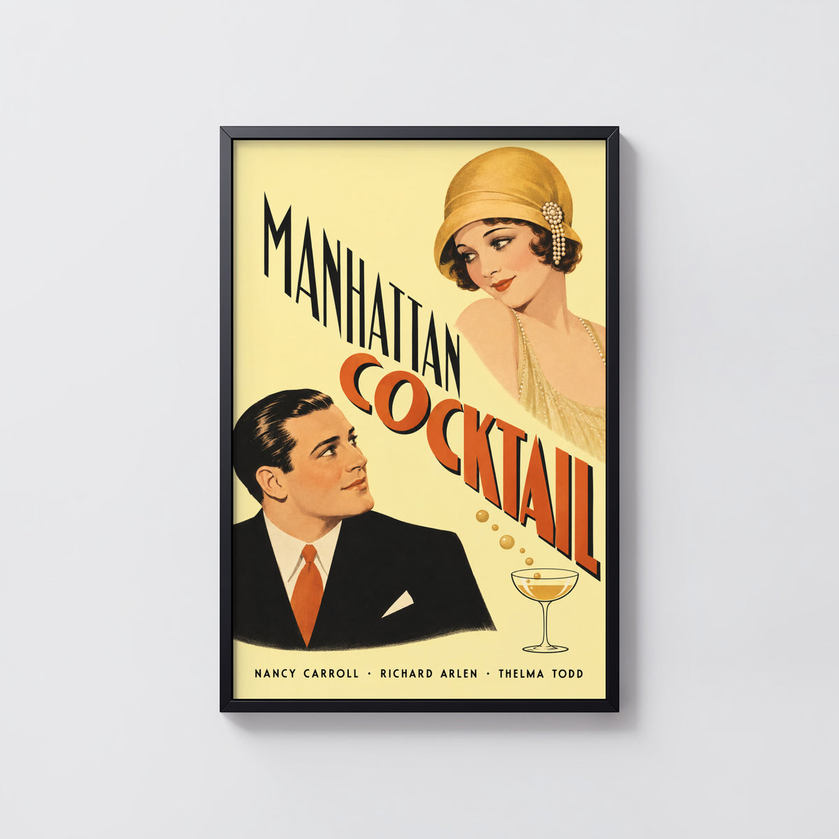 Vintage Manhattan Cocktail Print Poster, Art Deco Wall Art