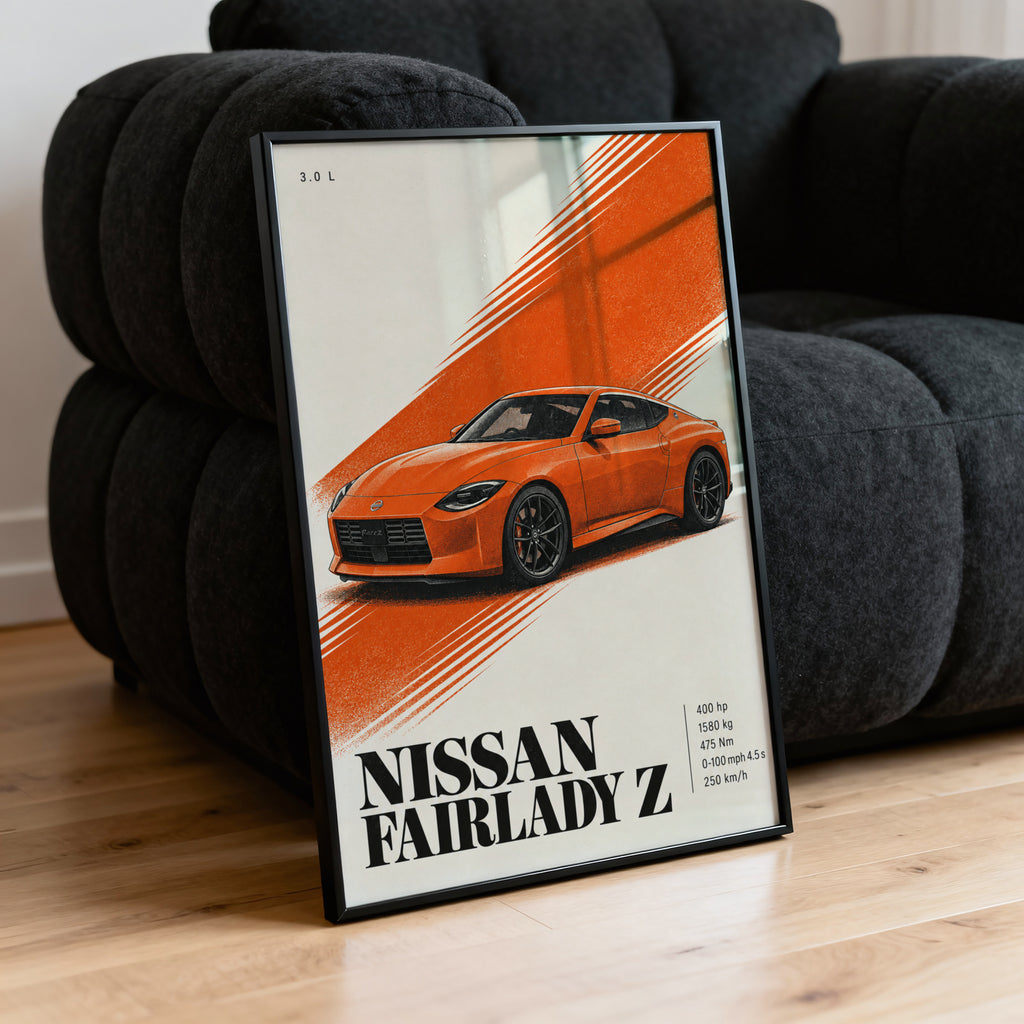 Vintage Nissan Fairlady Z Print, Orange Car Art
