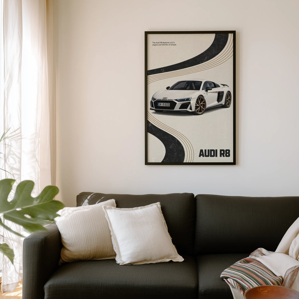 Vintage Audi R8 Print, Car Poster, Supercar Wall Art