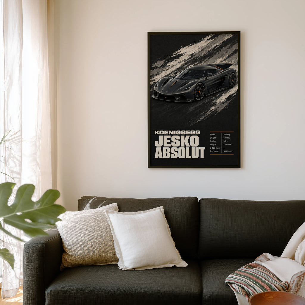 Vintage Koenigsegg Jesko Absolut Print, Car Wall Art