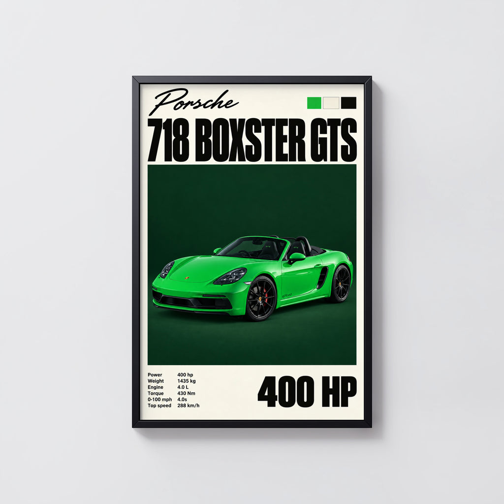 Vintage Porsche 718 Boxster GTS Print, Car Wall Art