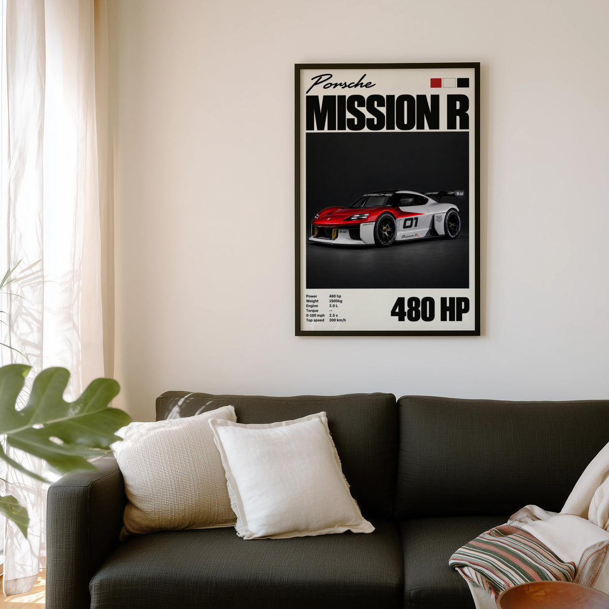 Vintage Print, Porsche Mission R, Car Wall Art